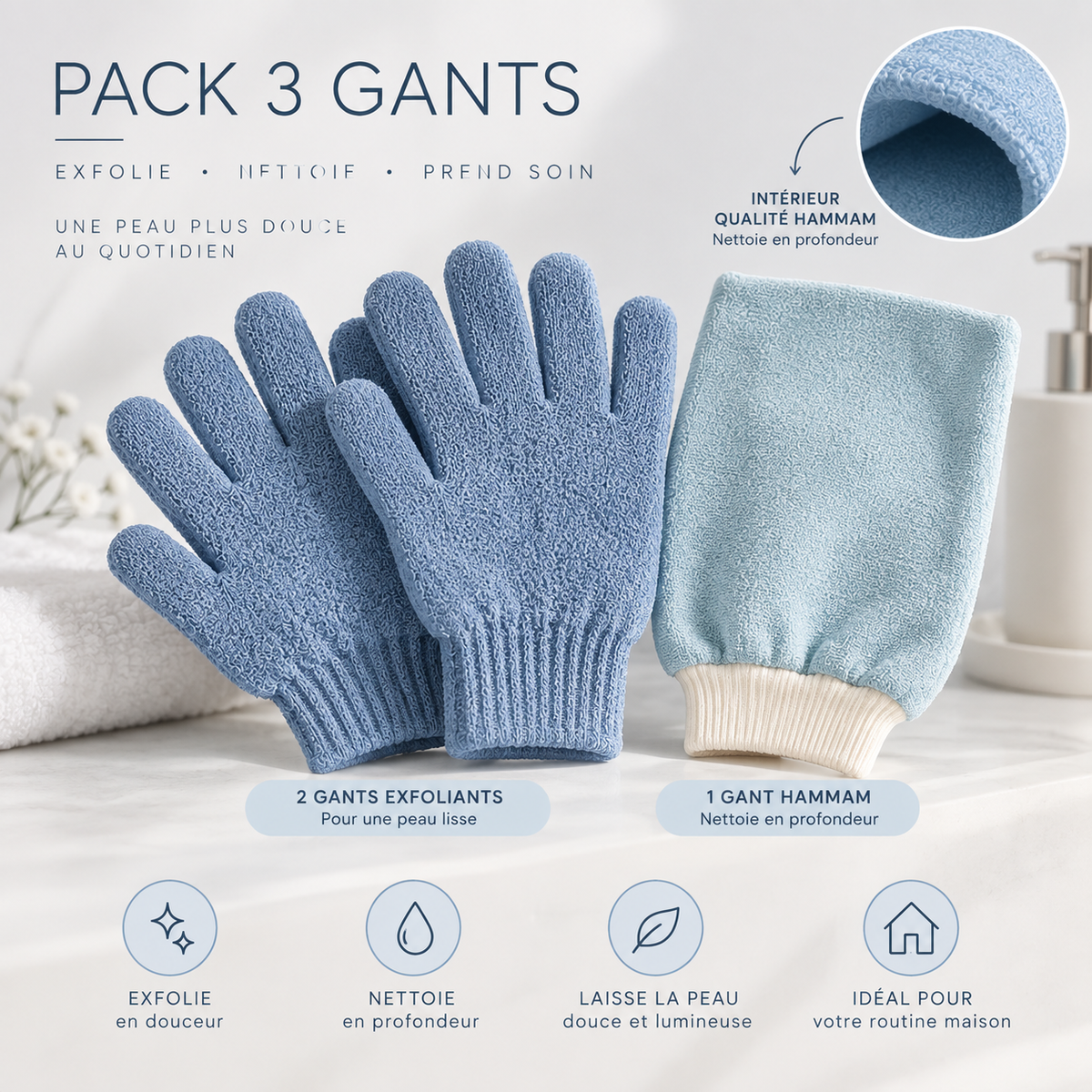 Pack douceur gants exfoliants